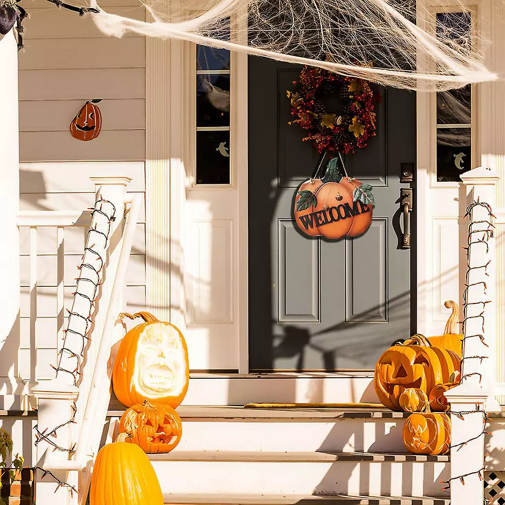 Unbranded Pumpkin Welcome Sign Door Hanging Decoration Home Garden Ornaments 7 Unbranded Pumpkin Welcome Sign Door Hanging Decoration Home Garden Ornaments - Image 5