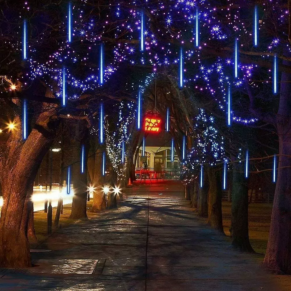 Wgthhk Rain Fairy Lights Outdoor, Led Meteor Shower Light Rain Snowfall Lights Waterproof Christmas Lighting For Wedding Party Garden Balcony Tree Decoration 4 Wgthhk Rain Fairy Lights Outdoor, Led Meteor Shower Light Rain Snowfall Lights Waterproof Christmas Lighting For Wedding Party Garden Balcony Tree Decoration - Image 2