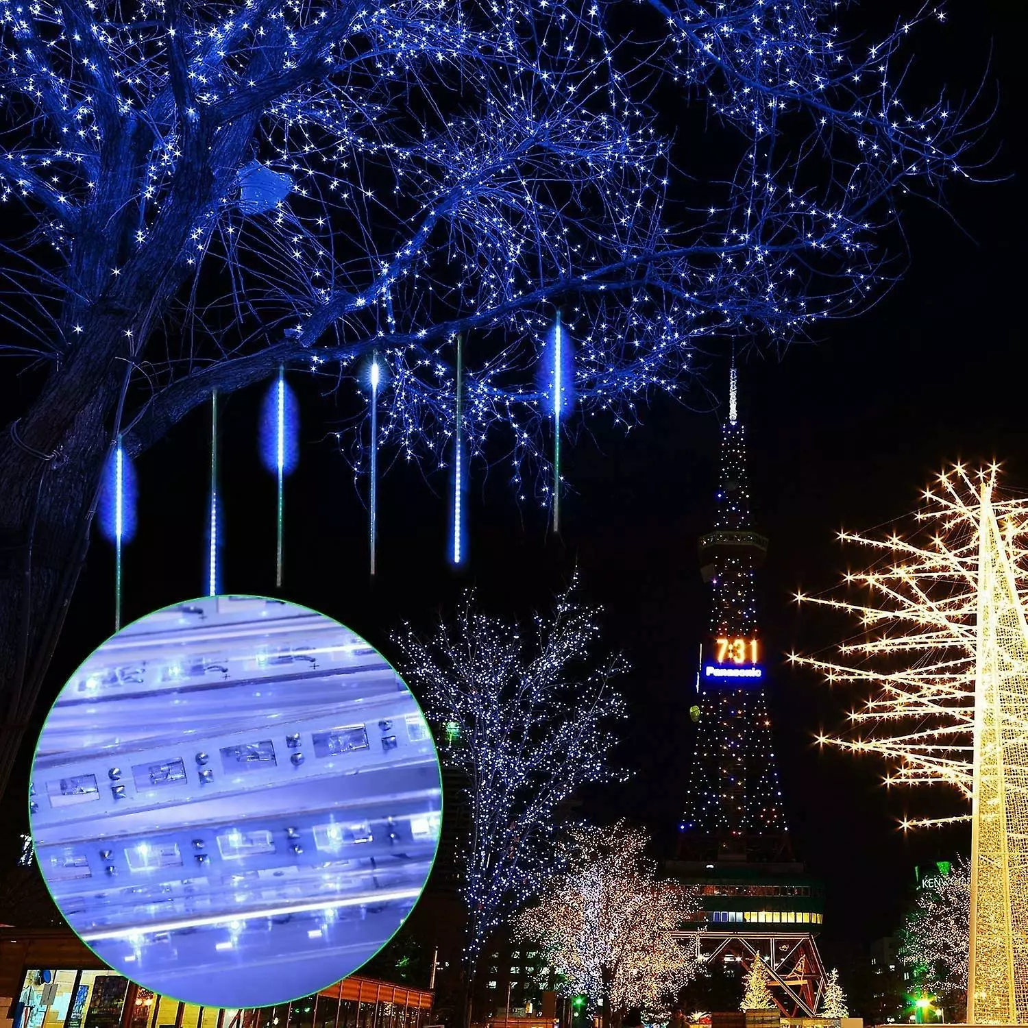 Wgthhk Rain Fairy Lights Outdoor, Led Meteor Shower Light Rain Snowfall Lights Waterproof Christmas Lighting For Wedding Party Garden Balcony Tree Decoration 6 Wgthhk Rain Fairy Lights Outdoor, Led Meteor Shower Light Rain Snowfall Lights Waterproof Christmas Lighting For Wedding Party Garden Balcony Tree Decoration - Image 4