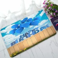 Abphqto Balloons Happy Birthday Garden Fence Doormat Entrance Rug Area Rug Floor Mat Home Decor 45x75 Cm