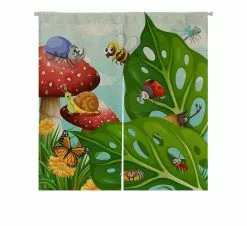 Abphqto Insects Flying In The Garden Japanese Noren Curtain Doorway Door Window Treatment Curtains 85x120 Cm