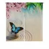 Abphqto Butterfly In Japanese Rock Garden Sakura Blossoms Japanese Noren Curtain Doorway Door Window Treatment Curtains 85x90 Cm