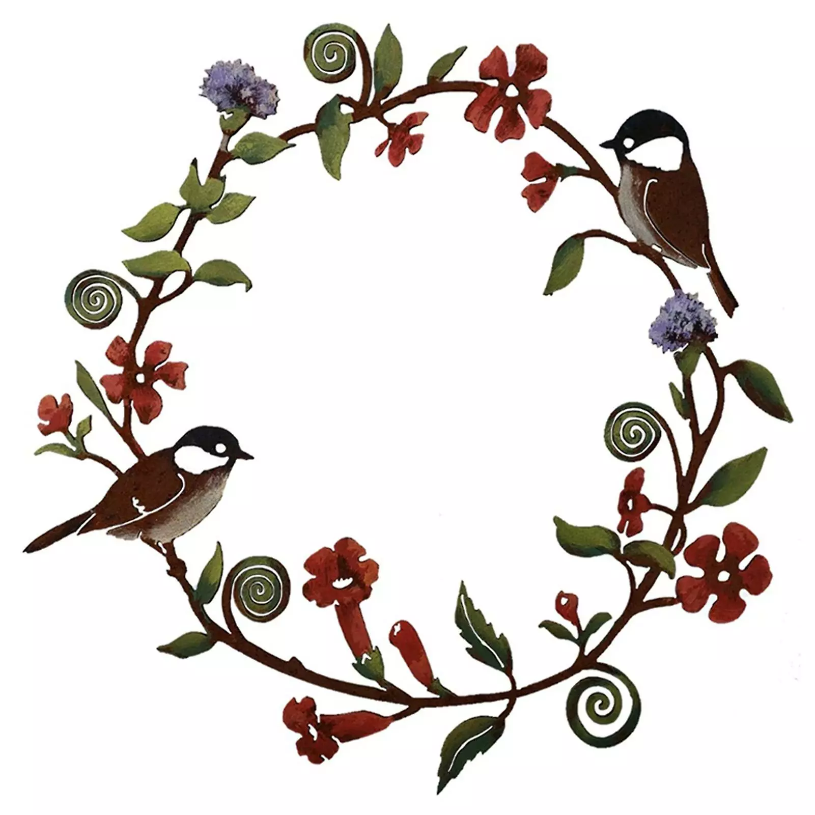 Cumdel Chickadees Flowers Wreath Wall Art Metal Birds & Flowers Innovative Home Garden Decor For Indoor 3 Cumdel Chickadees Flowers Wreath Wall Art Metal Birds & Flowers Innovative Home Garden Decor For Indoor