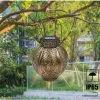 Cumdel Hanging Solar Lanterns Retro Hollow Solar Lights With Handle Outdoor Solar Garden Lights Decor For