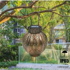 Cumdel Hanging Solar Lanterns Retro Hollow Solar Lights With Handle Outdoor Solar Garden Lights Decor For -Piha myymälä 277590340 max