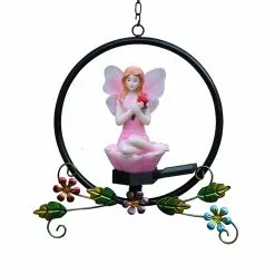 Cumdel Solar Garden Lamp Decorative Resin Flower Fairy Statue Hanging Ornament Waterproof Outdoor Lawn