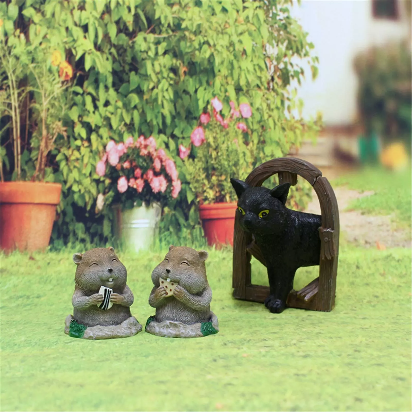 Cumdel Cat And Gopher Ornament Set Lovely Resin Animals Figurines For Home Garden Courtyard Decoration 5 Cumdel Cat And Gopher Ornament Set Lovely Resin Animals Figurines For Home Garden Courtyard Decoration - Image 3