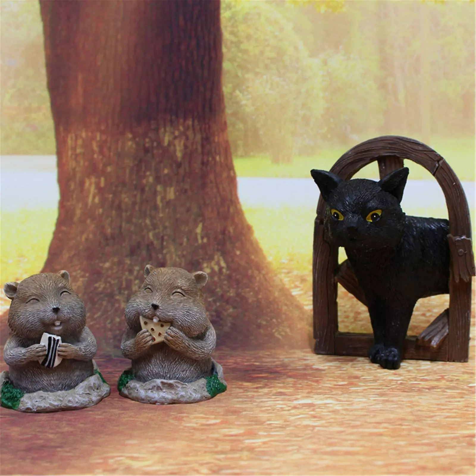 Cumdel Cat And Gopher Ornament Set Lovely Resin Animals Figurines For Home Garden Courtyard Decoration 6 Cumdel Cat And Gopher Ornament Set Lovely Resin Animals Figurines For Home Garden Courtyard Decoration - Image 4