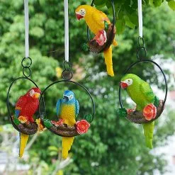Cumdel Tropical Garden Statue Simulation Parrot Birds Perching On Ring Resin Hanging Ornament For Home -Piha myymälä 277596385 max