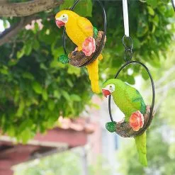 Cumdel Tropical Garden Statue Simulation Parrot Birds Perching On Ring Resin Hanging Ornament For Home -Piha myymälä 277596440 max