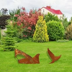 Cumdel Metal Shark Garden Stake Removable Creative Ocean Animals Statue Art Decoration For Outdoor -Piha myymälä 277599096 max