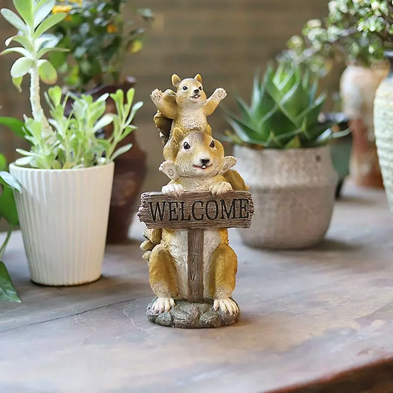 Cumdel Squirrel Welcome Card Garden Welcome Decoration Kindergarten Courtyard Decoration Resin Crafts 4 Cumdel Squirrel Welcome Card Garden Welcome Decoration Kindergarten Courtyard Decoration Resin Crafts - Image 2
