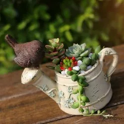 Cumdel Creative Mini Bird Shower Decoration Outdoor Garden Succulent Flower Pot Resin Crafts Ornament -Piha myymälä 277600177 max
