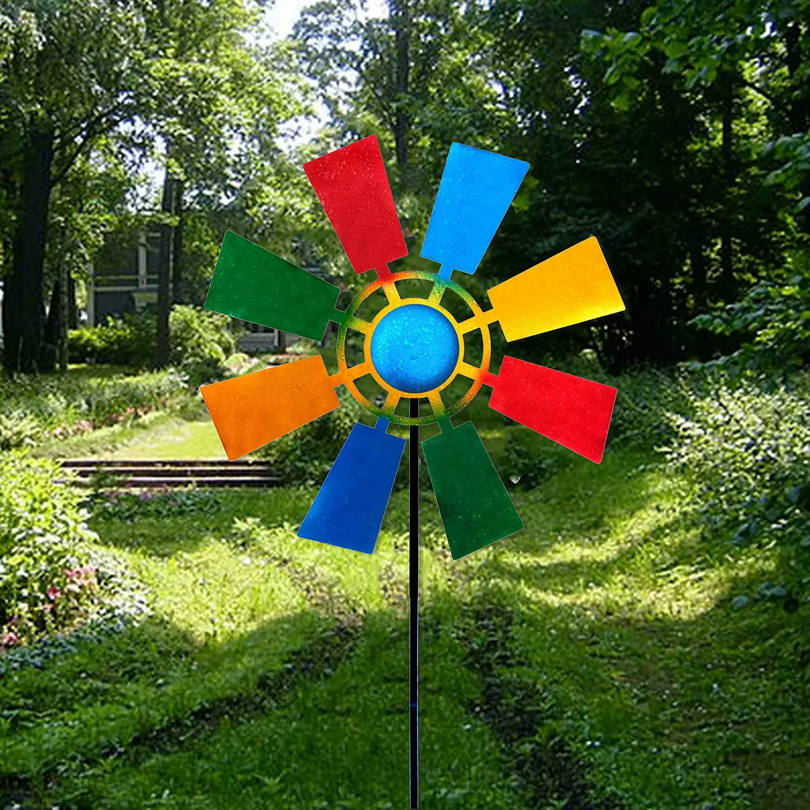 Cumdel Iron Colorful Windmill 360 Degrees Spin Beautiful Easy To Assemble For Garden Yard Patio Lawn 4 Cumdel Iron Colorful Windmill 360 Degrees Spin Beautiful Easy To Assemble For Garden Yard Patio Lawn - Image 2