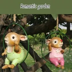 Cumdel Animal Garden Statue Hanging Resin Rabbit Ornament Bunny Swinging On The Ring Cute Home Decor 7 Cumdel Animal Garden Statue Hanging Resin Rabbit Ornament Bunny Swinging On The Ring Cute Home Decor -Piha myymälä 277610413 max
