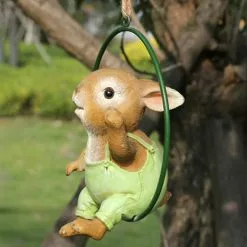 Cumdel Animal Garden Statue Hanging Resin Rabbit Ornament Bunny Swinging On The Ring Cute Home Decor 8 Cumdel Animal Garden Statue Hanging Resin Rabbit Ornament Bunny Swinging On The Ring Cute Home Decor -Piha myymälä 277610421 max