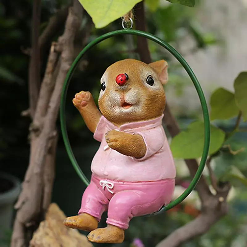 Cumdel Animal Garden Statue Hanging Resin Rabbit Ornament Bunny Swinging On The Ring Cute Home Decor 6 Cumdel Animal Garden Statue Hanging Resin Rabbit Ornament Bunny Swinging On The Ring Cute Home Decor - Image 4