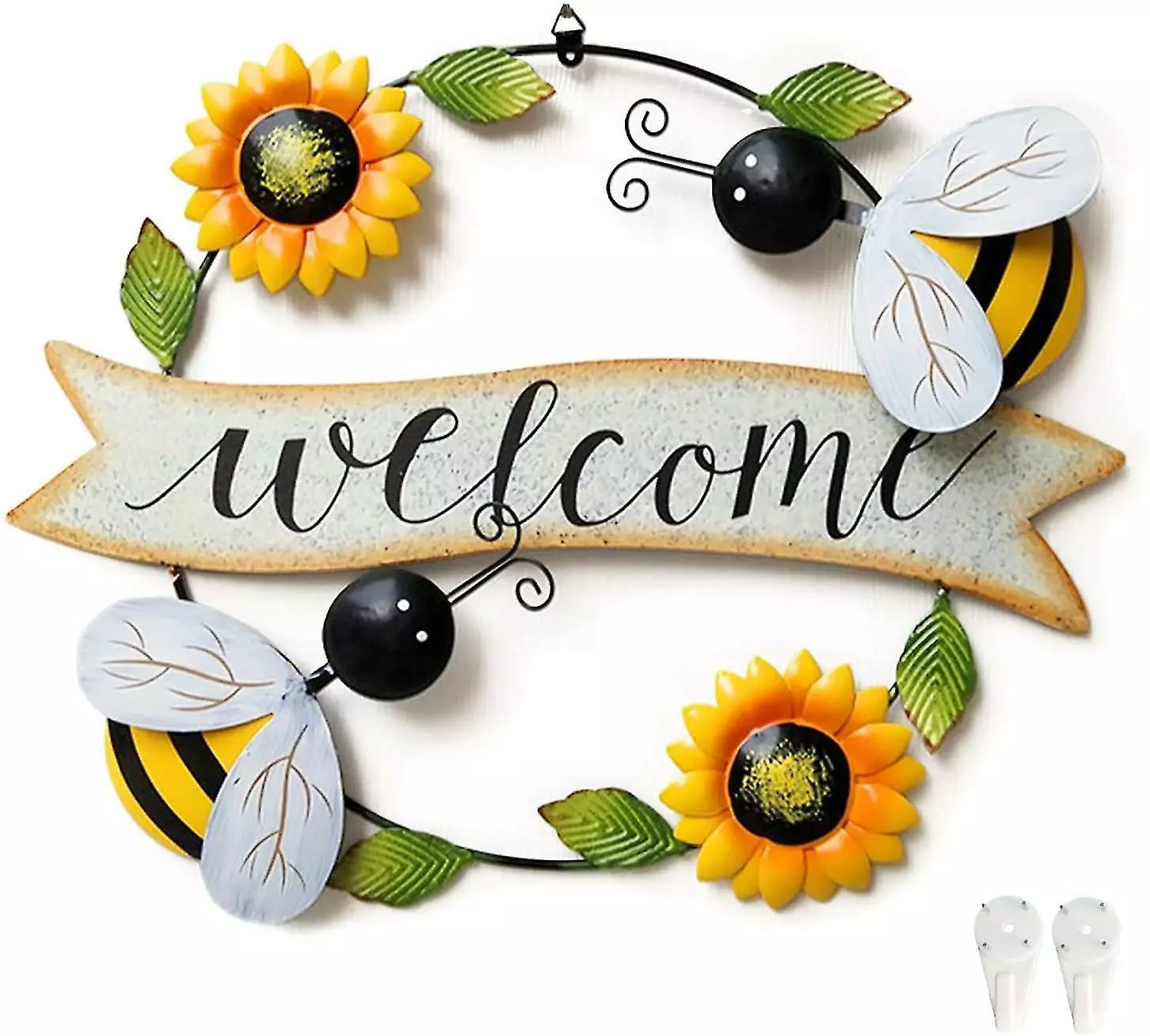 Unbranded Sunflower And Bee Metal Welcome Sign Wall Decor, Sunflower And Beetle Metal Hanging Wall Decor For Indoor Outdoor Garden (sunflower Yellow Bee) 3 Unbranded Sunflower And Bee Metal Welcome Sign Wall Decor, Sunflower And Beetle Metal Hanging Wall Decor For Indoor Outdoor Garden (sunflower Yellow Bee)
