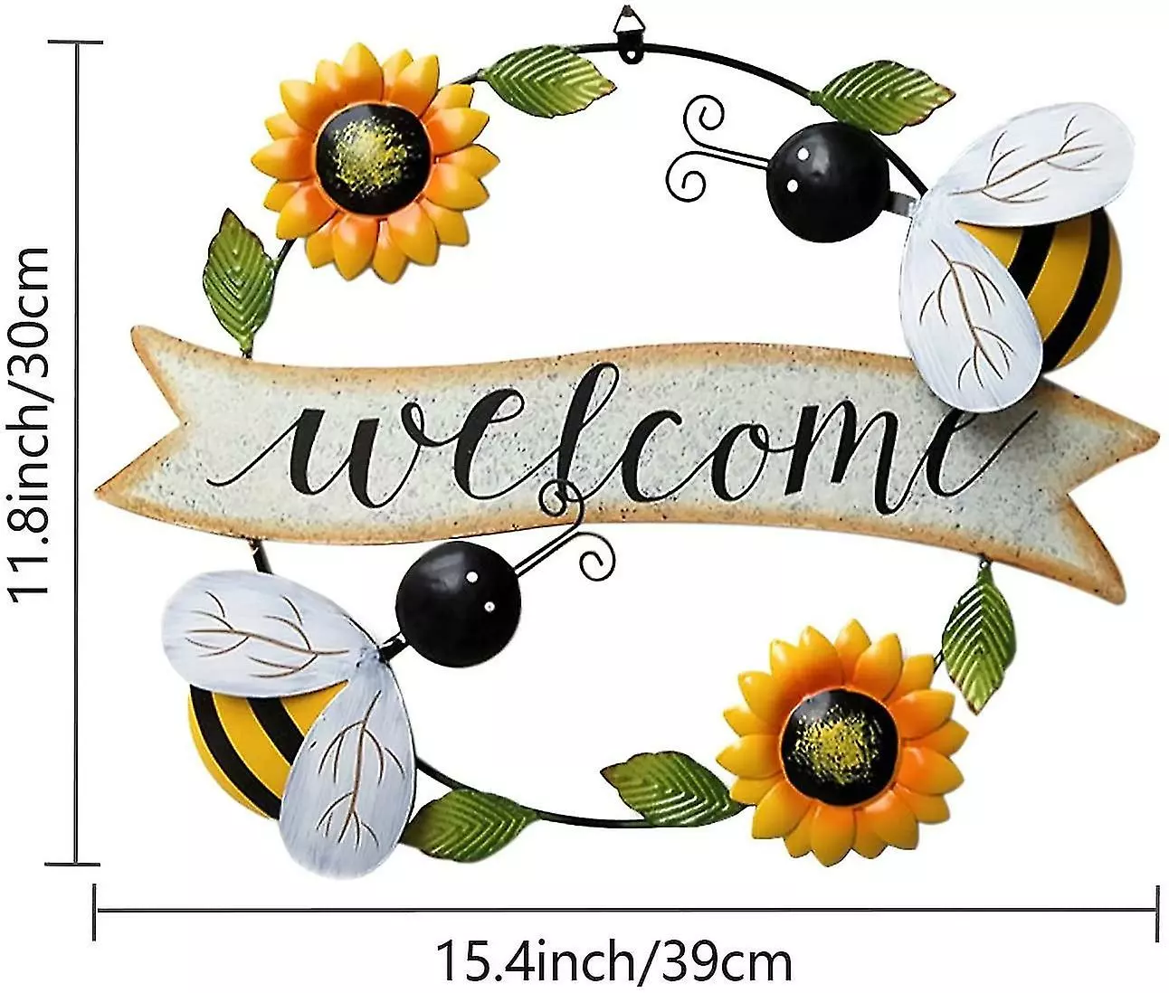 Unbranded Sunflower And Bee Metal Welcome Sign Wall Decor, Sunflower And Beetle Metal Hanging Wall Decor For Indoor Outdoor Garden (sunflower Yellow Bee) 4 Unbranded Sunflower And Bee Metal Welcome Sign Wall Decor, Sunflower And Beetle Metal Hanging Wall Decor For Indoor Outdoor Garden (sunflower Yellow Bee) - Image 2