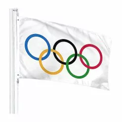 Unbranded Foldable Olympic Games Five Ring Flag Thicker Polyester Banner For Garden Courtyard -Piha myymälä 288343585 max