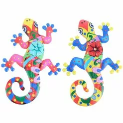 Toyvian 2pcs Rustproof Iron Gecko Wall Decoration Metal Lizard Ornament For Home Garden -Piha myymälä 292629976 max