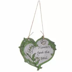 Toyvian Heart Shape Vintage Hanging Plaque Garden Wall Art Decoration Rustic Flower Sign Ornament (lily Of The Valley)