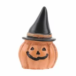 Toyvian Micro Landscape Craft Halloween Pumpkin Head With Witch Hat Mini Resin Ornament Decorative Miniature For Moss Garden Flowerpot