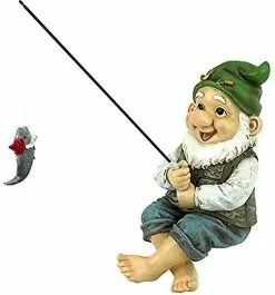 Unbranded 15cm The Fishing Gnome Sitter Garden Gnome Statue Decor