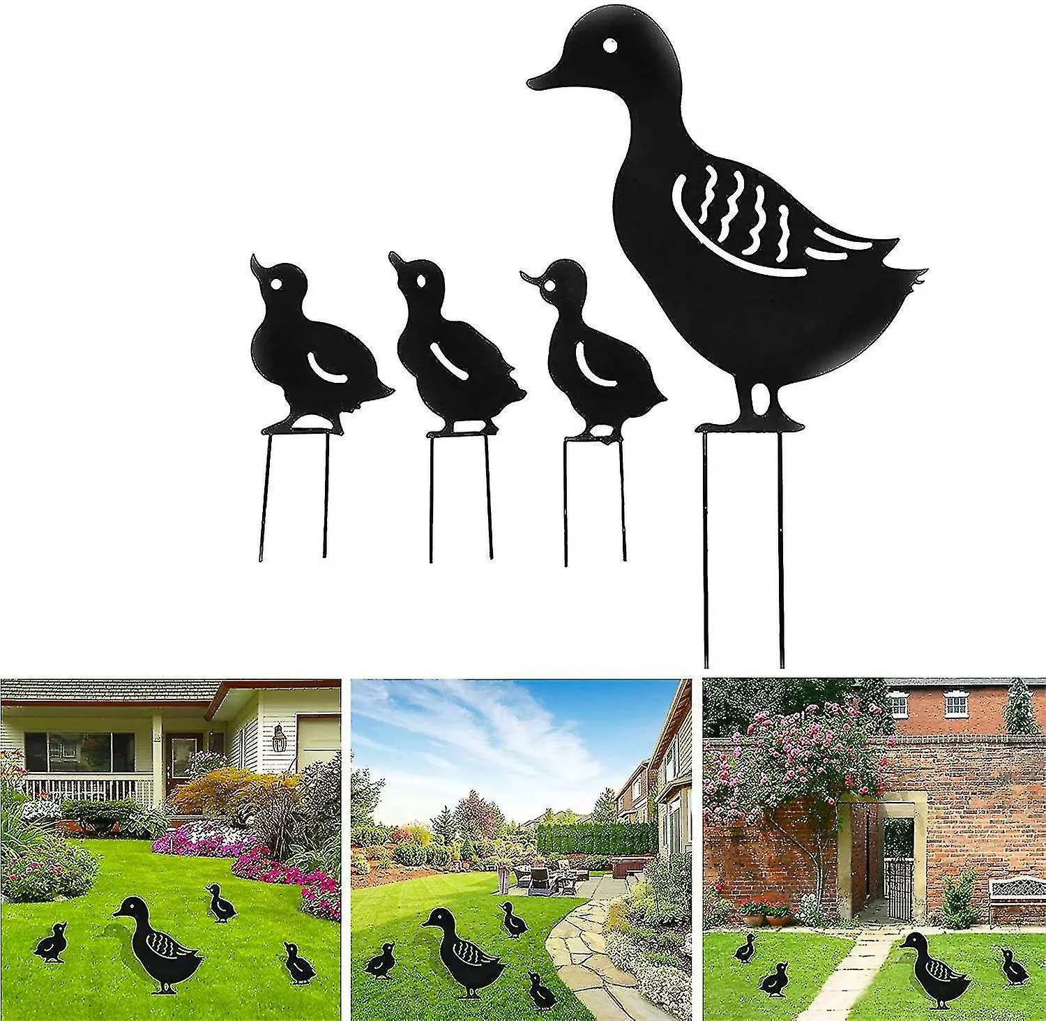 Unbranded 4 Pcs Black Hollow Iron Duck Family Shape Garden Sculptures Statues Ornament 3 Unbranded 4 Pcs Black Hollow Iron Duck Family Shape Garden Sculptures Statues Ornament