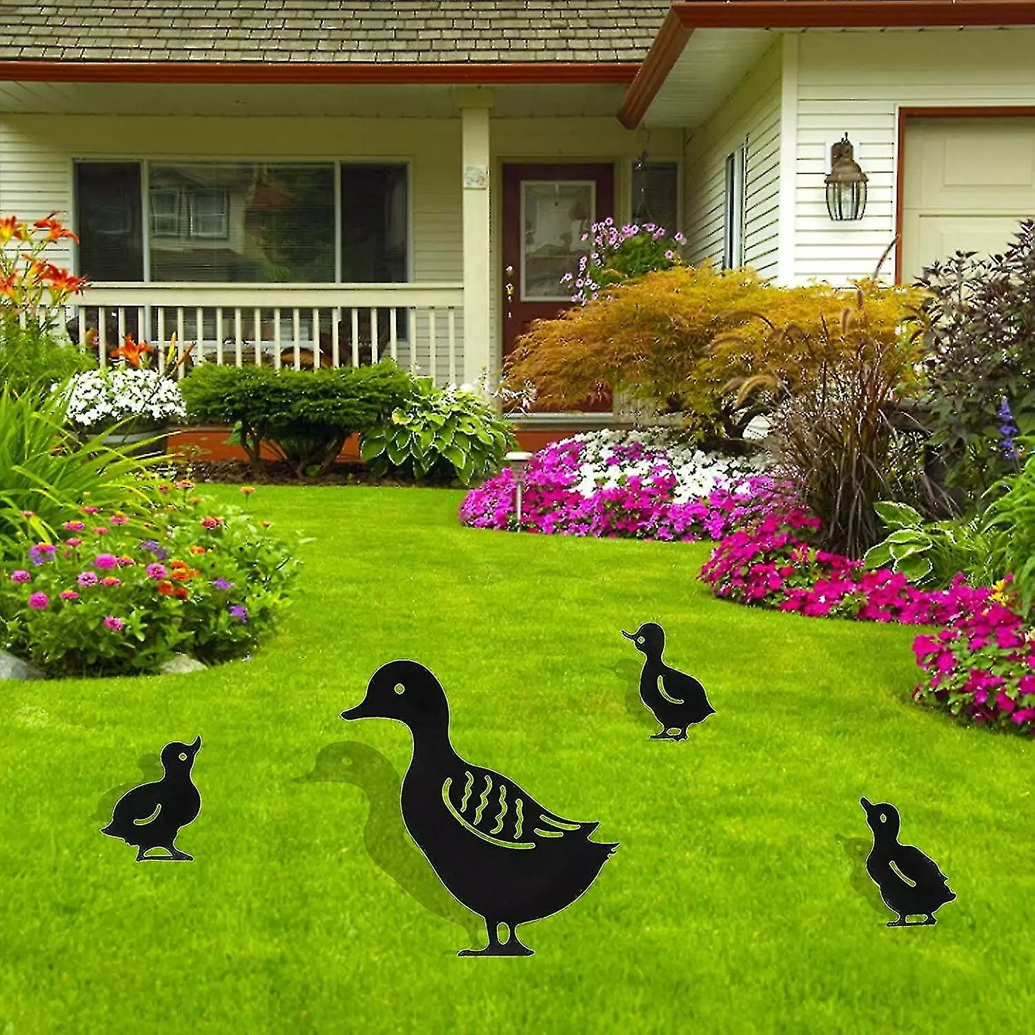 Unbranded 4 Pcs Black Hollow Iron Duck Family Shape Garden Sculptures Statues Ornament 4 Unbranded 4 Pcs Black Hollow Iron Duck Family Shape Garden Sculptures Statues Ornament - Image 2