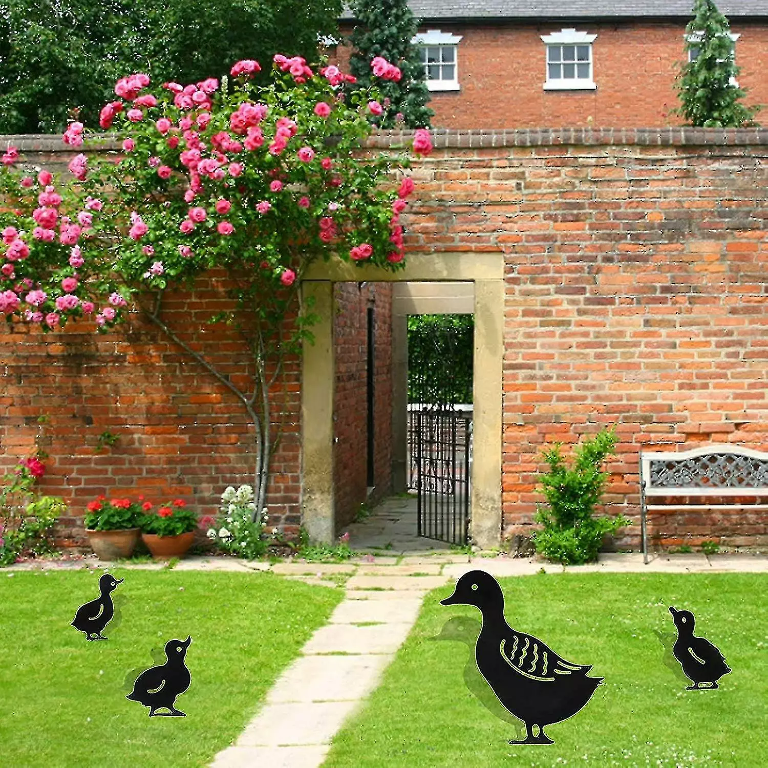 Unbranded 4 Pcs Black Hollow Iron Duck Family Shape Garden Sculptures Statues Ornament 5 Unbranded 4 Pcs Black Hollow Iron Duck Family Shape Garden Sculptures Statues Ornament - Image 3