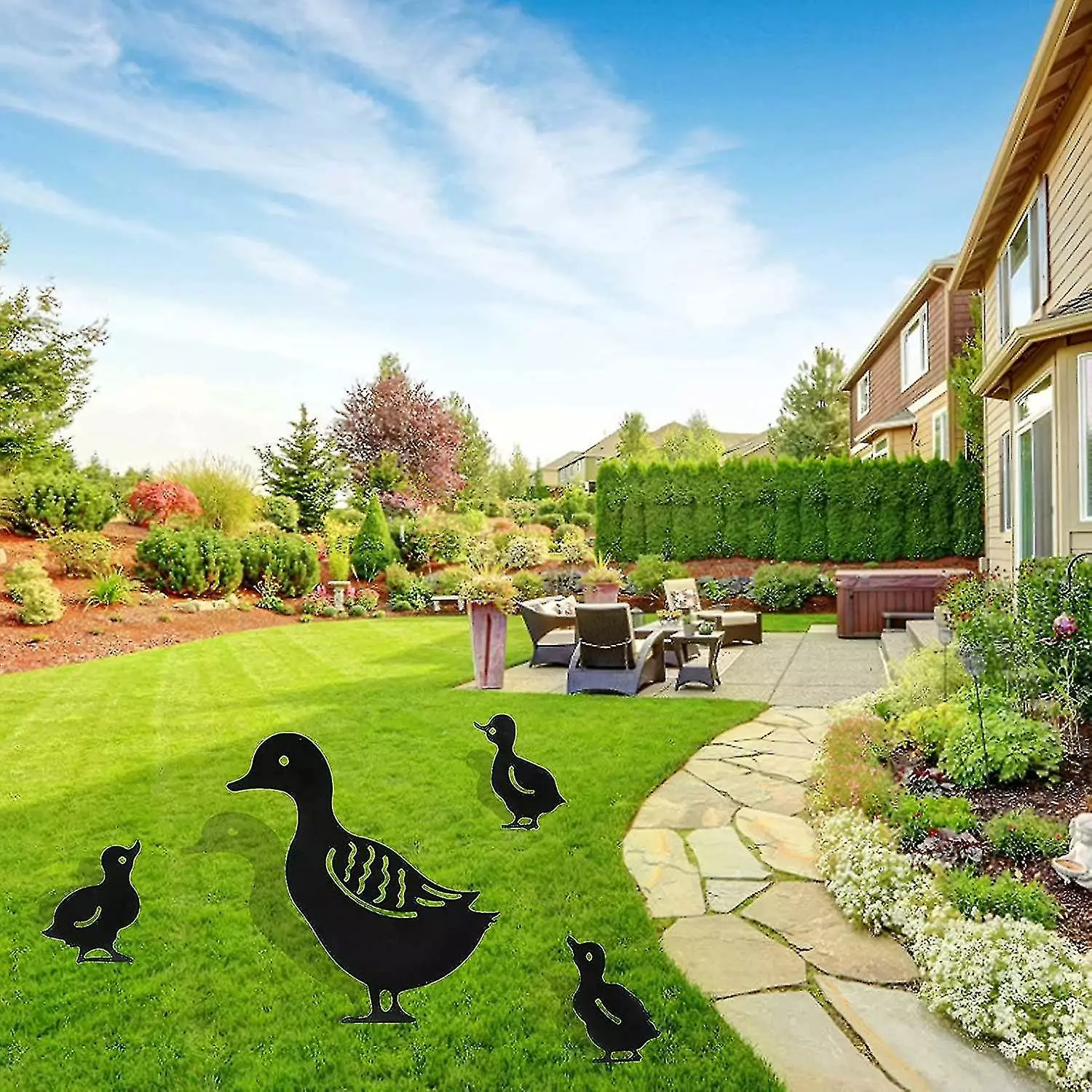 Unbranded 4 Pcs Black Hollow Iron Duck Family Shape Garden Sculptures Statues Ornament 7 Unbranded 4 Pcs Black Hollow Iron Duck Family Shape Garden Sculptures Statues Ornament - Image 5