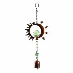 Unbranded Sun Moon Wind Chimes Luminous Metal Crafts Ornaments Garden Balcony Pendants