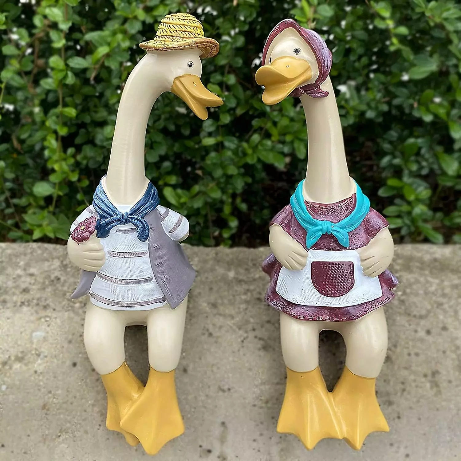 Glreeland 2pcs Ducks Garden Statues Decor, Resin Male & Duck Ornaments,animal Sculptures,cute Figurines For Outdoor Lawn,patio,yard Art,winter Garden Decoratio 4 Glreeland 2pcs Ducks Garden Statues Decor, Resin Male & Duck Ornaments,animal Sculptures,cute Figurines For Outdoor Lawn,patio,yard Art,winter Garden Decoratio - Image 2