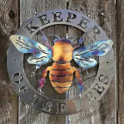 Fsu Keeper Of The Bees Metal Rusty Bee Art Outdoor Farmhouse Craft Garden Dcor