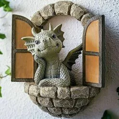Unbranded Garden Dragon Statue Resin Wall Art Decoration Dinosaur Ornament -Piha myymälä 393879472 max