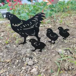 Unbranded 4pcs Metal Chicken Garden Metal Stakes, Hollow Garden Animal Ornaments -Piha myymälä 414276125 max