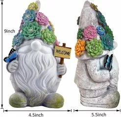 Unbranded 2023-garden Gnome Statues Decor Lights, Solar Powered Outdoor Lights Art Gifts With 10 Warm White Leds