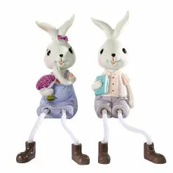 Unbranded 2pcs Cute Easter Rabbit Bunny Ornaments Micro Landscape Figurine Resin Craft Desktop Garden Decor