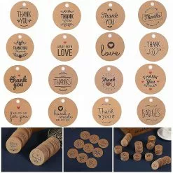 Unbranded 100 Piece Handmade Thank You Tags Round Merry Christmas Kraft Labels Garden -Piha myymälä 442806421 max