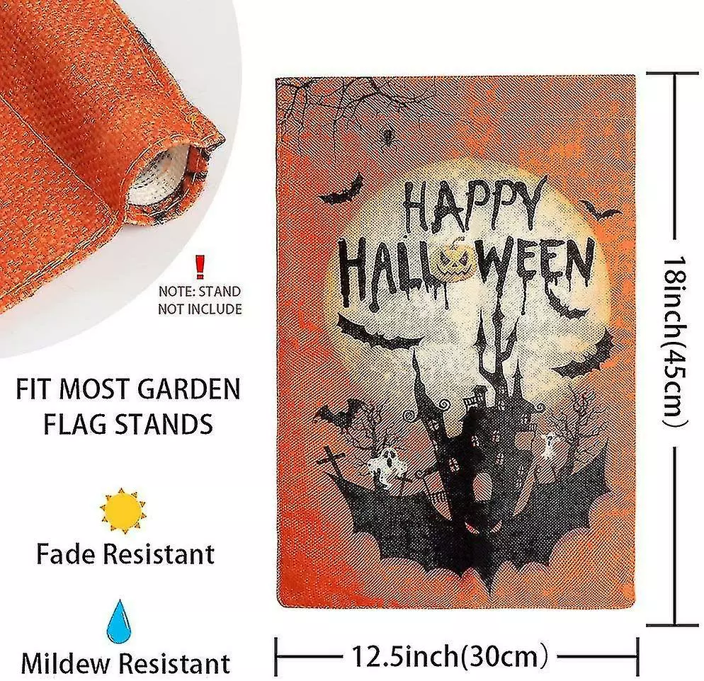 Unbranded Garden Flag Double Flag, Ghost Pumpkin Bat Castle Rough Room Garden Garden Banner, For Garden Garden Outdoor Decoration A 4 Unbranded Garden Flag Double Flag, Ghost Pumpkin Bat Castle Rough Room Garden Garden Banner, For Garden Garden Outdoor Decoration A - Image 2