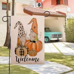 Unbrand Halloween Flag Gnome Faceless Doll Pumpkin Garden Flags Rustic Farmhouse Holiday Party Yard Balcony Window Decoration -Piha myymälä 457177234 max