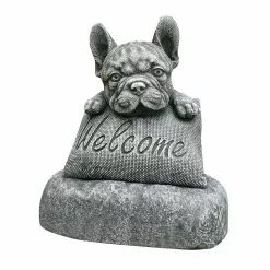 Unbranded French-bulldog Statue Garden Decoration Welcome Sign Resin Craft Ornament Indoors Outdoors Sculpture