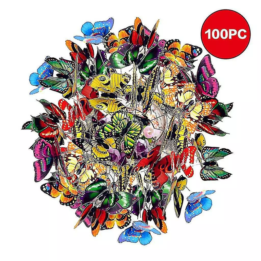 Unbranded 100pcs Colorful Garden Butterflies Stakes Patio Butterfly Ornaments On 4 Unbranded 100pcs Colorful Garden Butterflies Stakes Patio Butterfly Ornaments On - Image 2