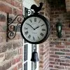 Unbranded Outdoor Wrought Iron Garden Clock Innovative Fashion Double-Sided Wall Metal Clock Wall Clock Hangin -Piha myymälä 477474082 max