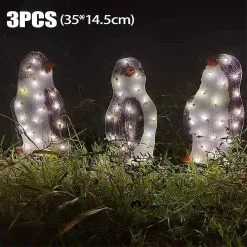 Unbranded 3pcs/set Christmas Penguin Led Light Up Decor Garden Patio Figurine Indoor Outdoor Xmas Ornament