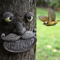 Unbranded Old Man Tree Face Welcome Decoration Tree Art Sculpture Garden Funny Ornament -Piha myymälä 477658459 max