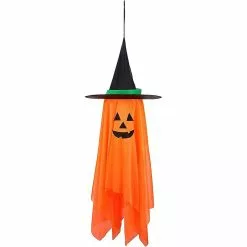 Unbranded Halloween Decorations, Single Pre-installed Orange Pumpkin Wizard Hat Halloween Decor, Hanging Pumpkin Ornaments For Home Garden Party Indoor Outdoor