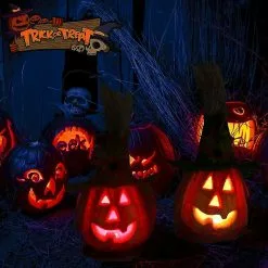 Unbranded 2 Pieces Halloween Foam Pumpkin Lantern Jack Pumpkin Flashing Lantern Light Up Decoration Haunted House Decorative Props Garden Decor Halloween Party -Piha myymälä 479312124 max