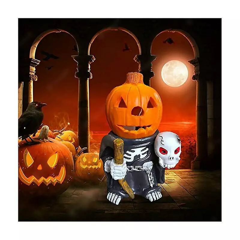 Unbranded Halloween Gift Pumpkin Knights Garden Ornament Decorative Glowing Small Pumpkin Head Resin Ornament Led Glowing Decorative Resin Pumpkin Knights Golde 4 Unbranded Halloween Gift Pumpkin Knights Garden Ornament Decorative Glowing Small Pumpkin Head Resin Ornament Led Glowing Decorative Resin Pumpkin Knights Golde - Image 2